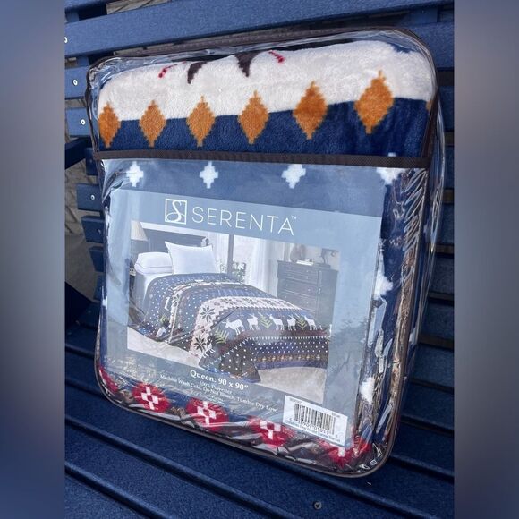 Serenta Other - NEW Serenta Queen Blanket Christmas Deer Printed Super Soft (90 x 90”)